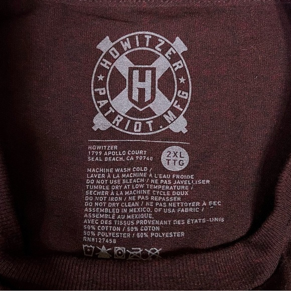 Howitzer {Buckle} Mens Burgundy Graphic Short Sleeve Tee Flag, Don’t Tread On Me - Picture 7 of 8